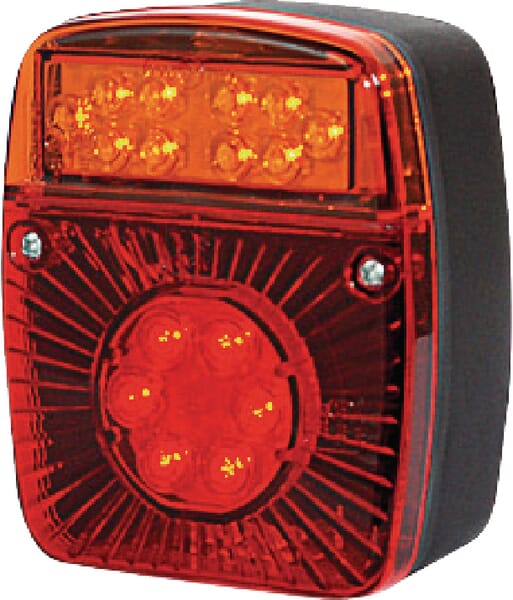 Germany product data sample: Multifunction rear light LED, square, 12-24V, 121x101x56mm, 5-pin, Kramp