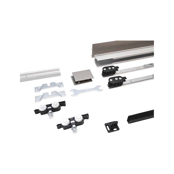 Austria product data sample: Zimmerschiebetürbeschlag-Set SCHIMOS 80-HS-WR, MB für die Deckenmontage bei Holztüren. Zimmerschiebetürbeschlag-Set SCHIMOS 80-HS-WR, MB für die Deckenmontage bei Holztüren