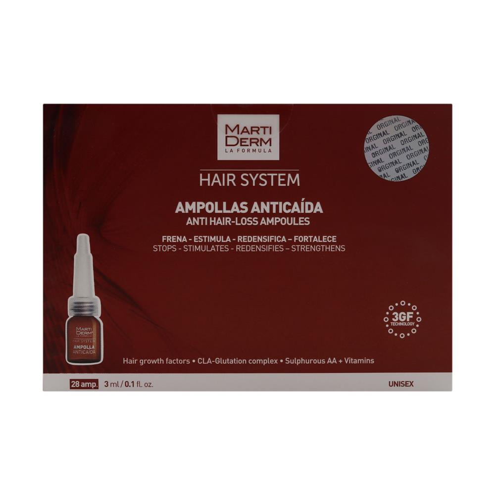 United Arab Emirates product data sample: MARTIDERM HAIR AMPOLLAS 28 AMP