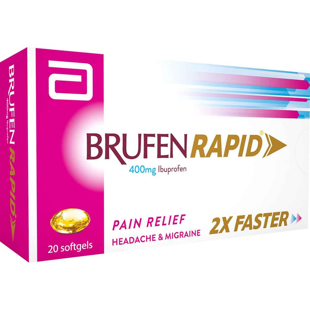 United Arab Emirates product data sample: Brufen Rapid, 20 Softgels, 400 mg