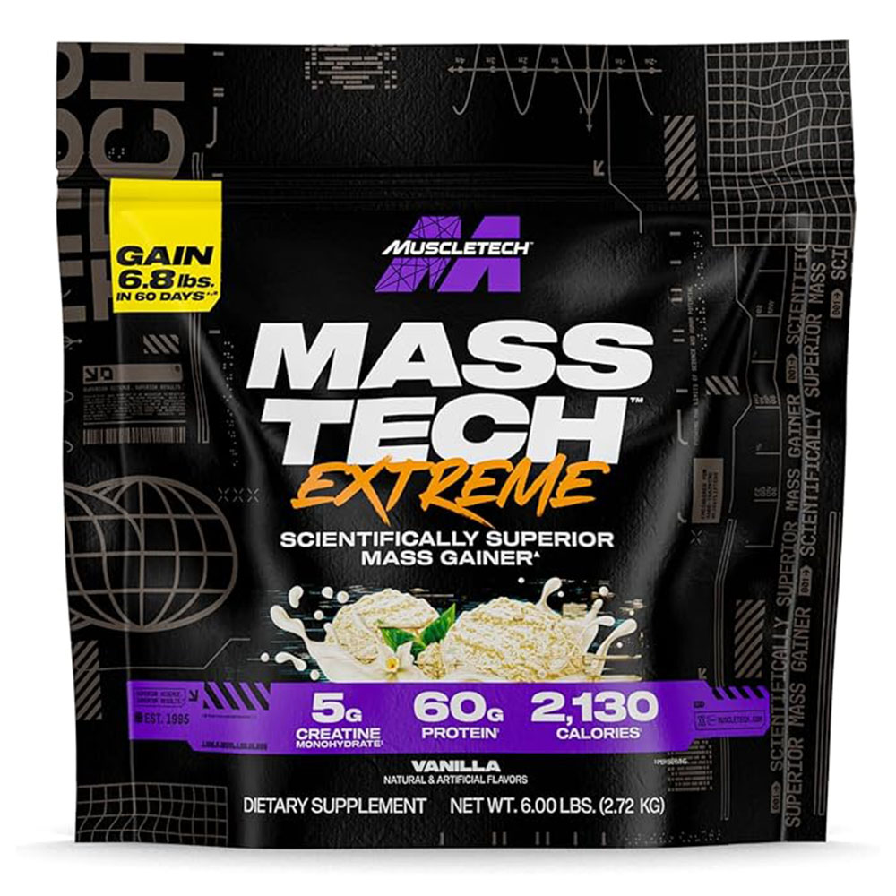 United Arab Emirates product data sample: Muscletech Mass Tech Extreme 2000, Vanilla Milkshake, 6 LB