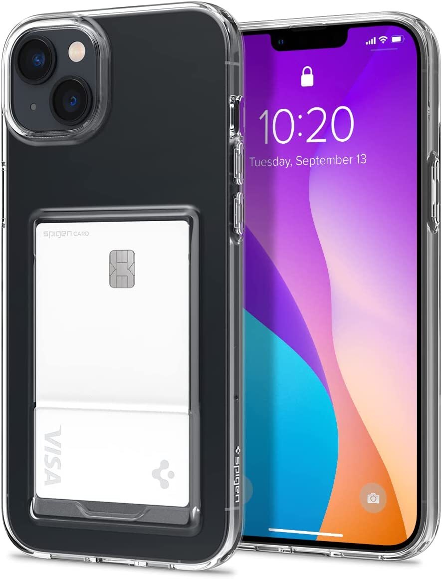 Saudi Arabia product data sample: Spigen Crystal Slot designed for iPhone 14 Plus case cover (2022) - Crystal Clear