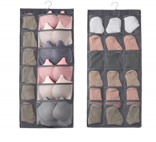 Saudi Arabia product data sample: Dreamons Link Double Sided Hanging Closet Dual-Sided Hanging Organizer Storage Bag for Bra Clothes Socks