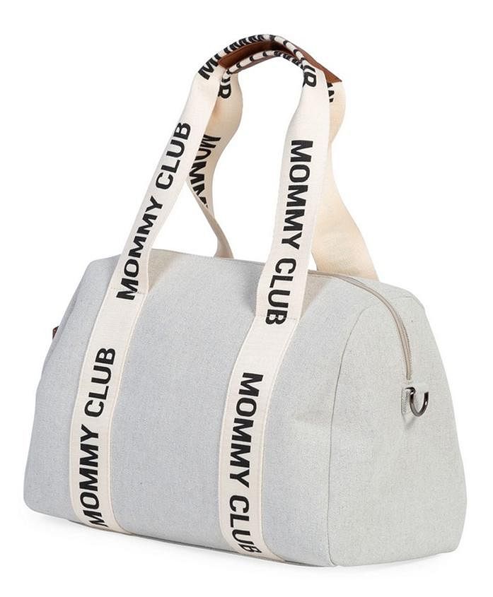 Saudi Arabia product data sample: Childhome Mommy Club Signature Diaper Bag - Durable Off White 22L Capacity with Changing Mat & Insulation Pouch