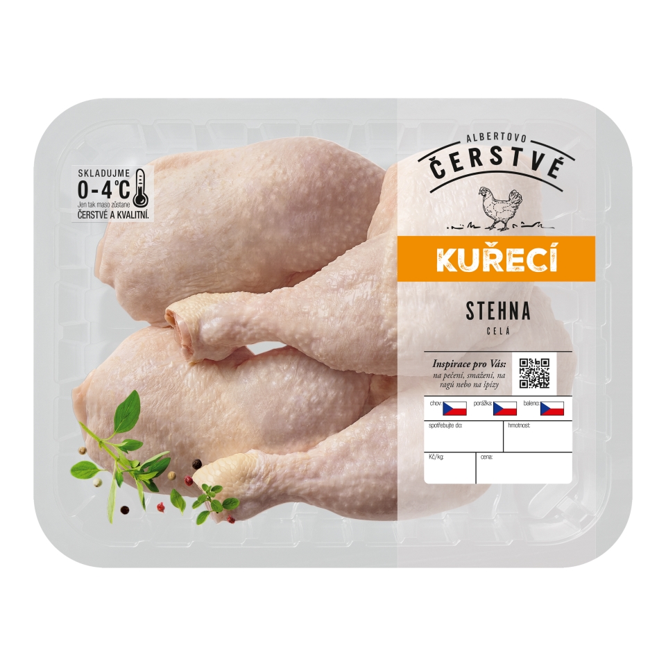 Czech Republic product data sample: Kuřecí stehna chlazená, 880 g