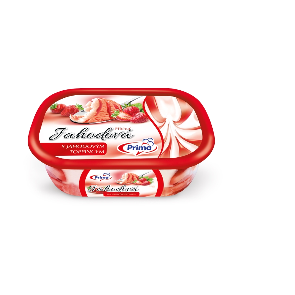 Czech Republic product data sample: Prima Zmrzlina jahodová s jahodovým toppingem, 900 ml