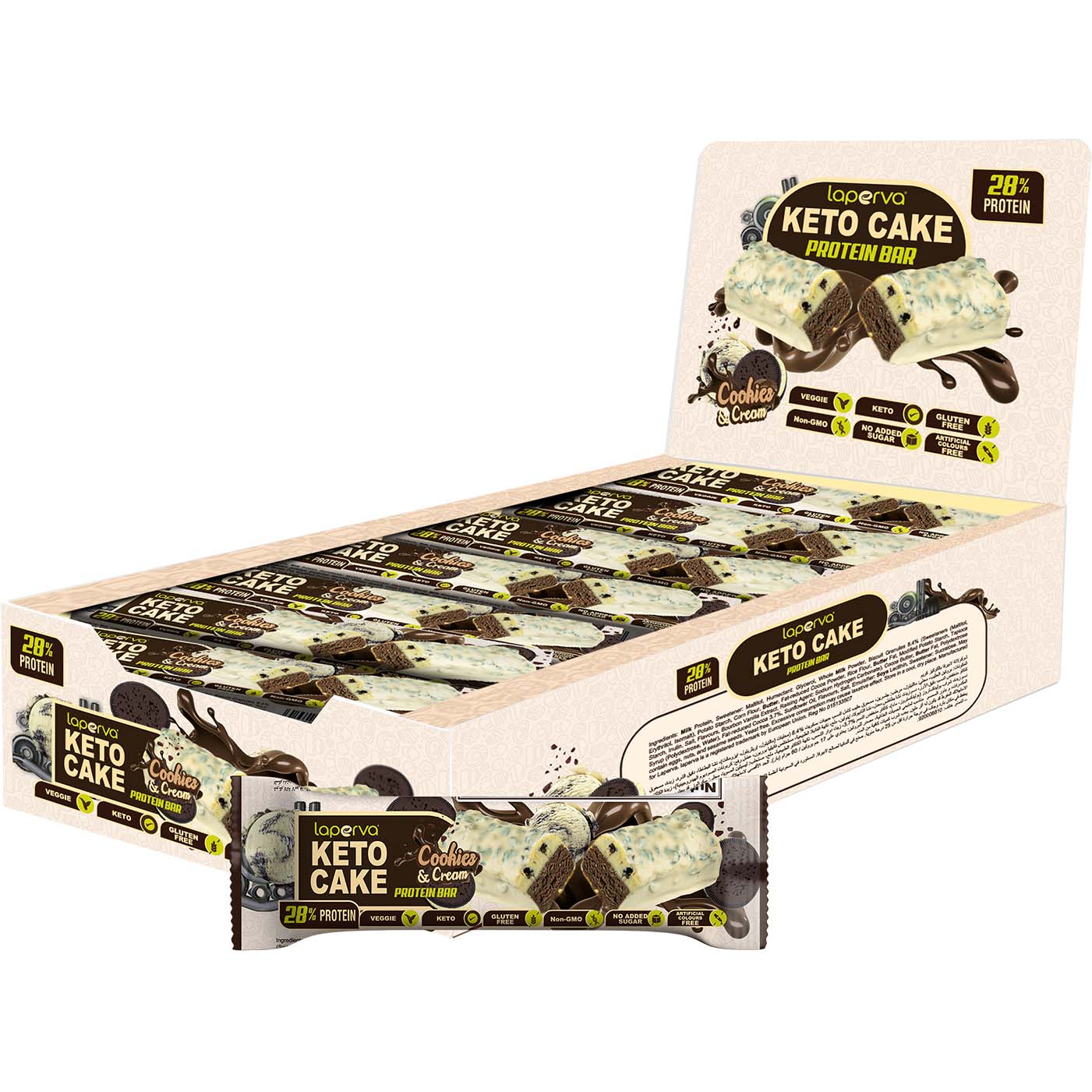 United Arab Emirates product data sample: Laperva Keto Cake, Box of 18 Bars