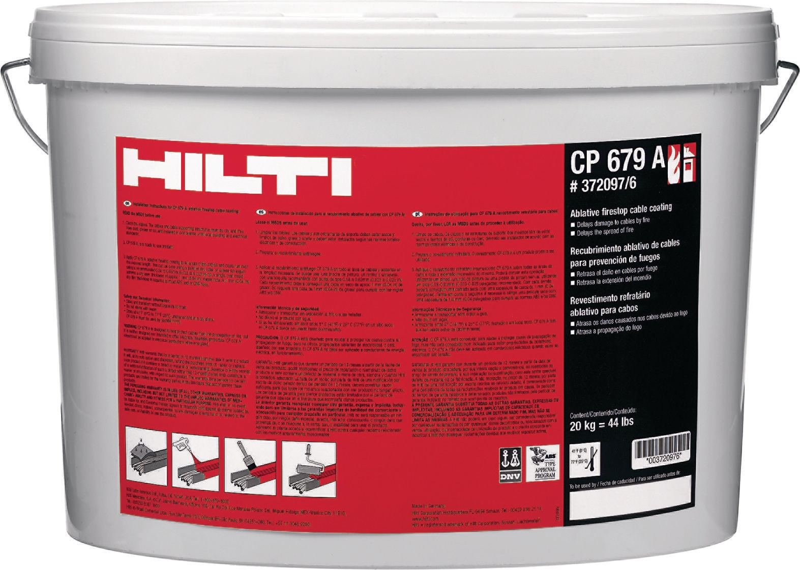 Spain product data sample: CP 679 A, Pintura cortafuego de cables CP 679 A 20