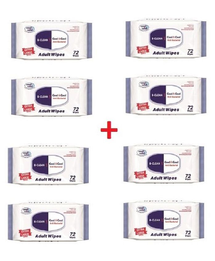 United Arab Emirates product data sample: Cool & Cool Extra Large Size Adult Cleaning Wipes Pack of 8 x 72 Each - 576 Pieces
