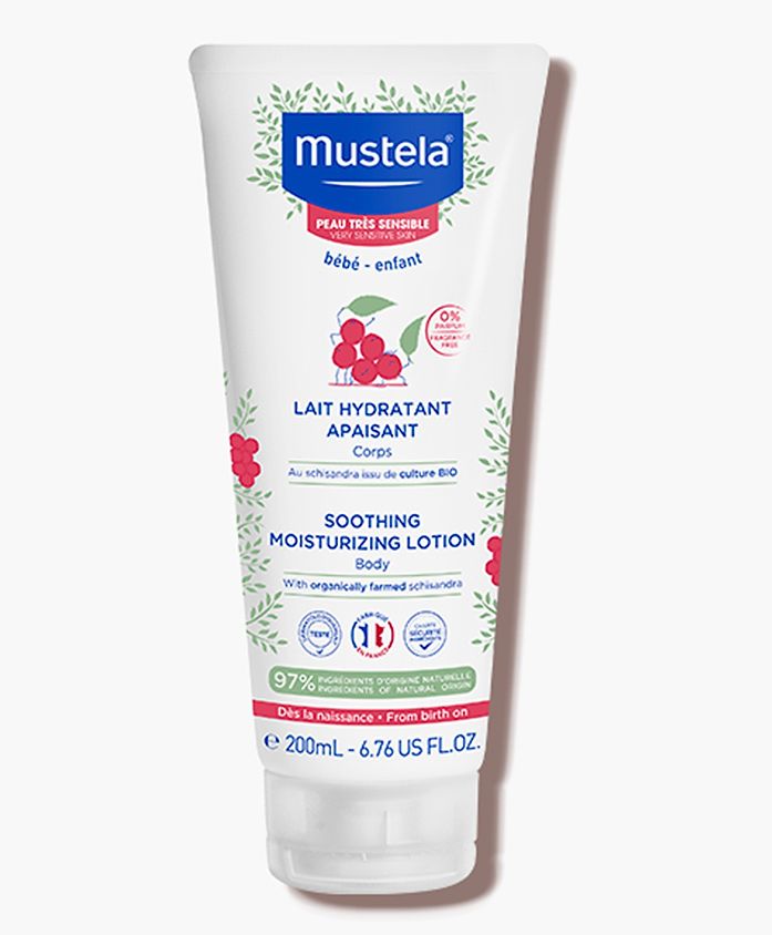 United Arab Emirates product data sample: Mustela Soothing Moisturising Body Lotion for Very Sensitive Skin, Newborn Safe, 200mL