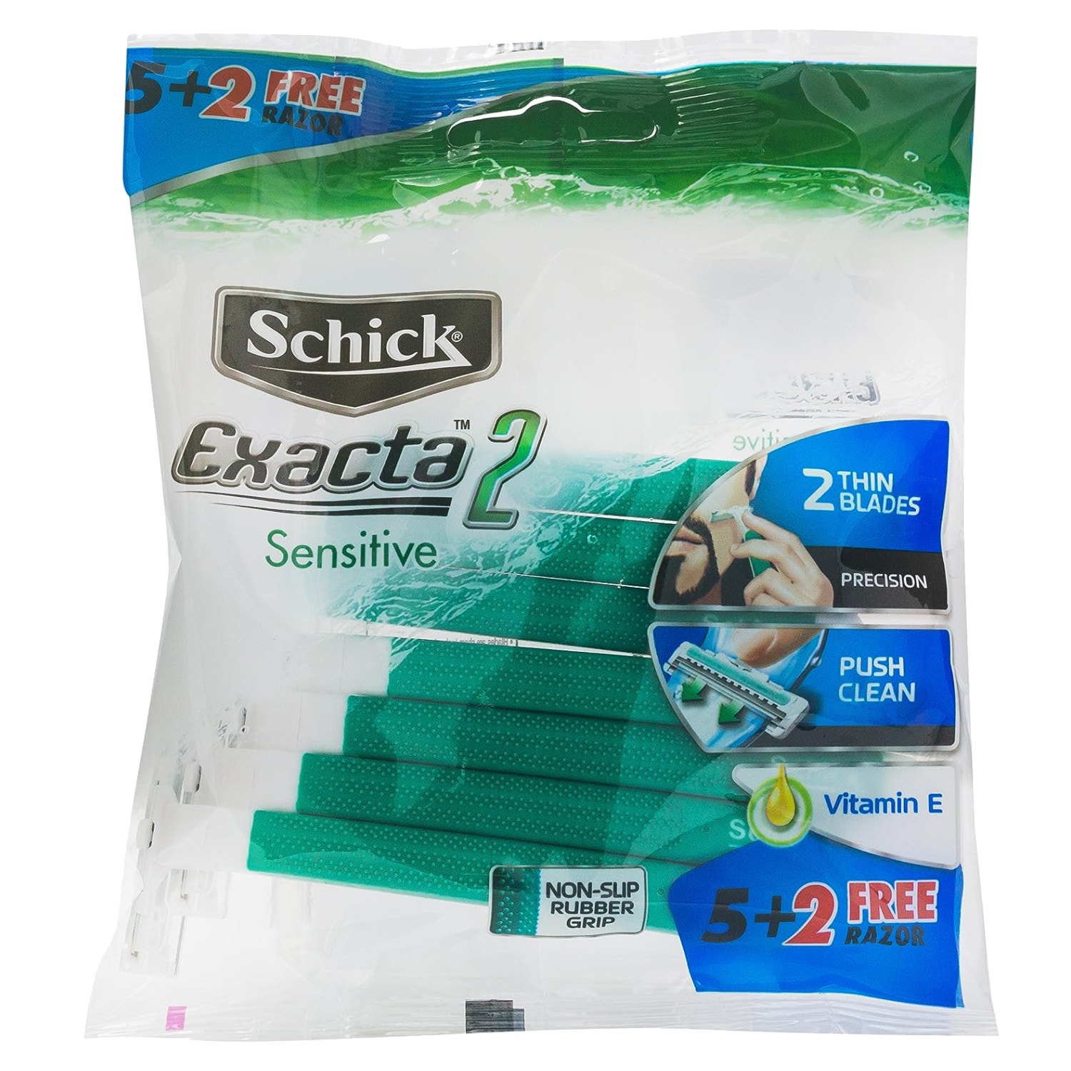 United Arab Emirates product data sample: Schick Exacta 2 Sensitive Men's Razor 5+2's