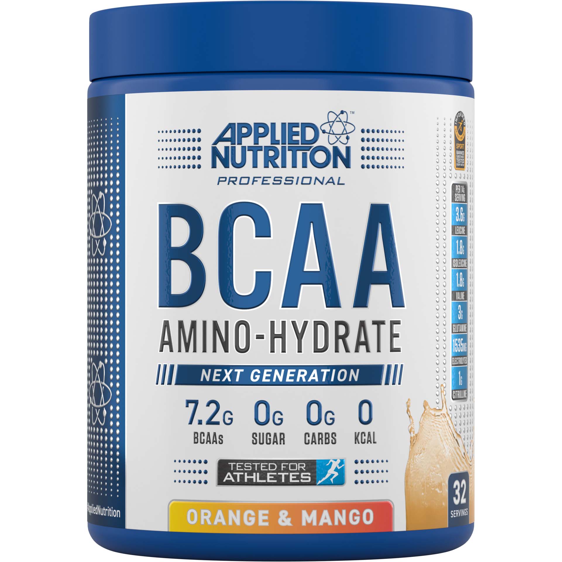United Arab Emirates product data sample: Applied Nutrition BCAA Amino Hydrate, Orange Mango, 32 Serving